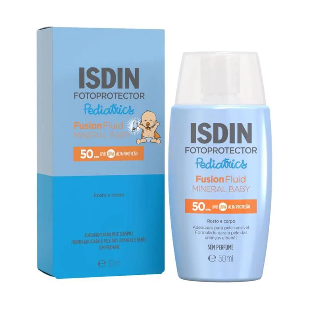 Protetor Solar Isdin Fusion Fluid Mineral Baby Pediatrics Fps50 - 50Ml — Isdin | Farmácia Resyla