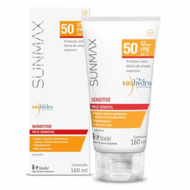 Protetor Solar Sunmax Sensitive Fps 50 Corporal Pele Sensível 160ml — | Farmácia Resyla