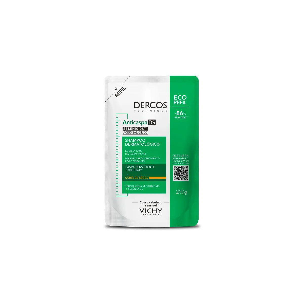 Refil Shampoo Anticaspa Vichy Dercos DS Selênio + Ácido Salicílico Cabelos Secos Refil Ecológico para Cabelos Secos 200g — Vichy | Farmácia Resyla