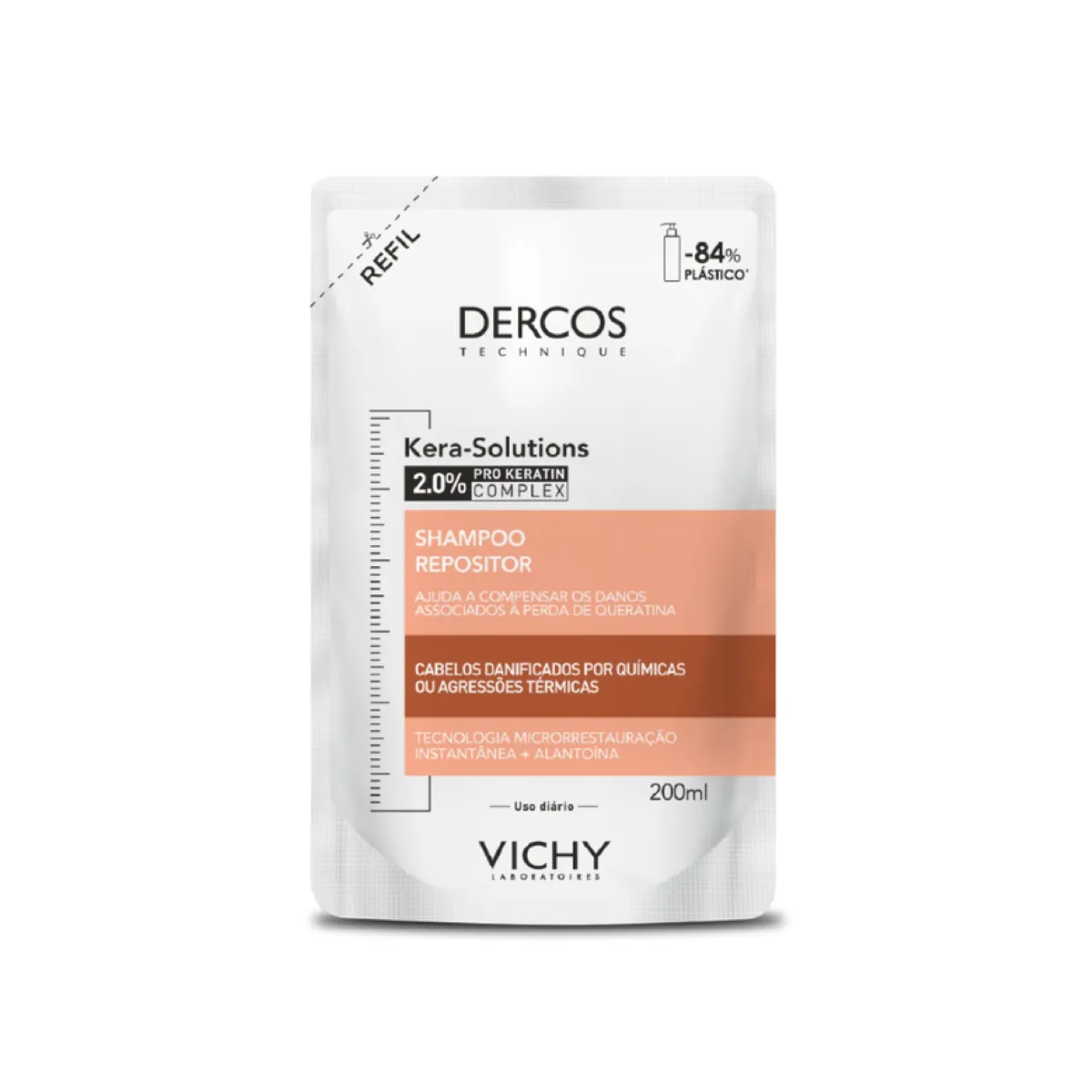 Refil Shampoo Repositor Vichy Dercos Kera-Solutions Cabelos Danificados Reconstrução Capilar com Keratina 200ml — Vichy | Farmácia Resyla