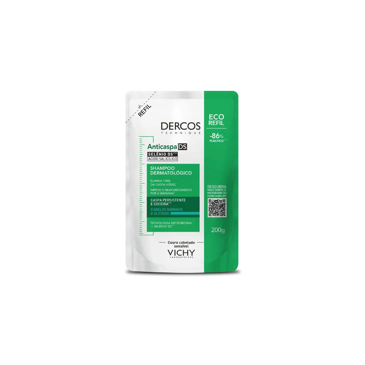 Refíl Shampoo Vichy Dercos Anticaspa DS Cabelos Normais e Oleosos Refil Sustentável 200g — Vichy | Farmácia Resyla