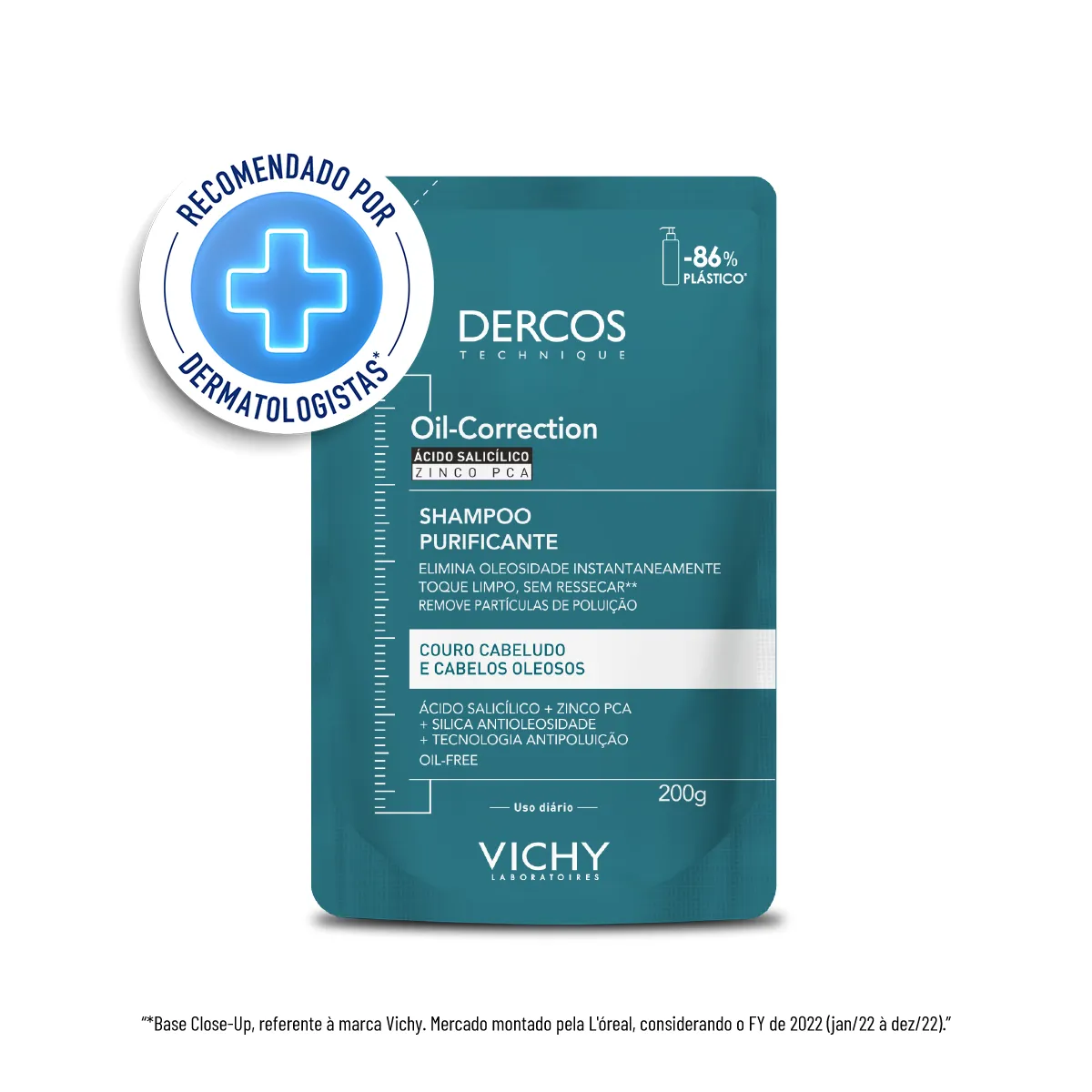 Refil Shampoo Vichy Dercos Oil-Correction Purificação e Controle de Sebo Refil 200g — Vichy | Farmácia Resyla