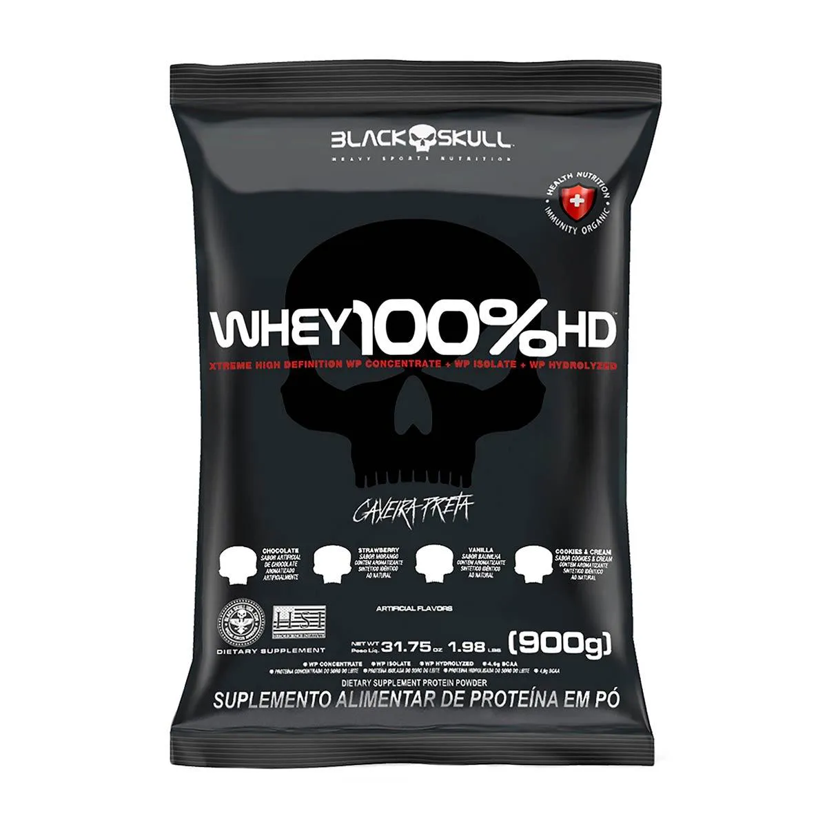 Refil Whey 100% HD Black Skull Chocolate 900g — Black Skull | Farmácia Resyla