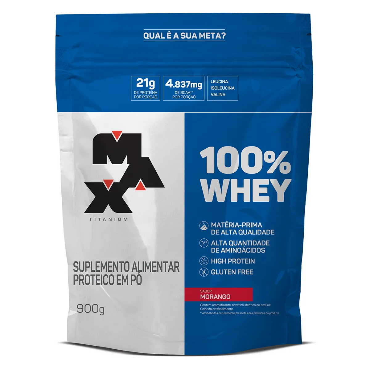 Refil Whey Protein Max Titanium 100% Whey Morango 900g — Max Titanium | Farmácia Resyla
