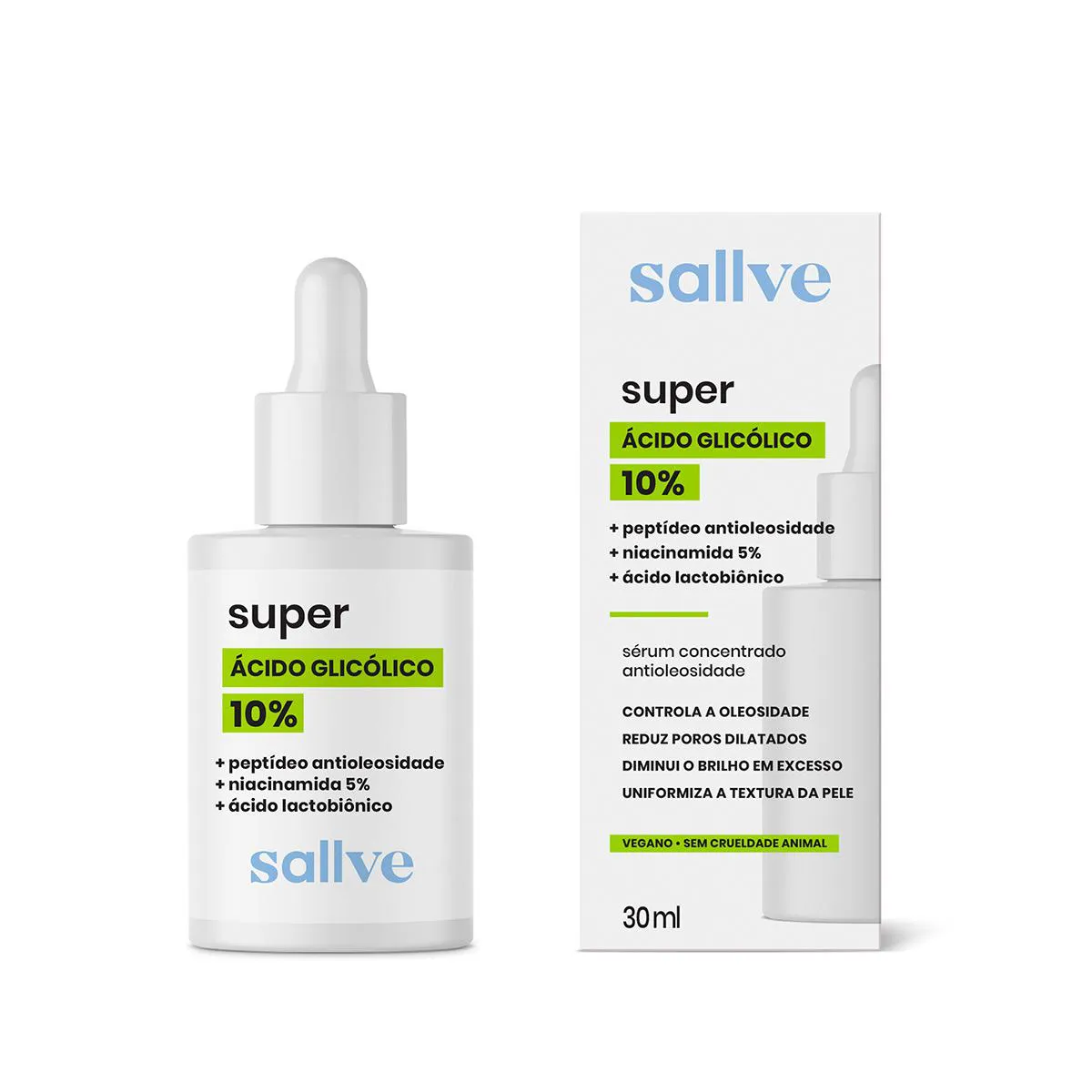 Sérum Facial Super Ácido Glicólico 10% Sallve 30ml — Sallve | Farmácia Resyla