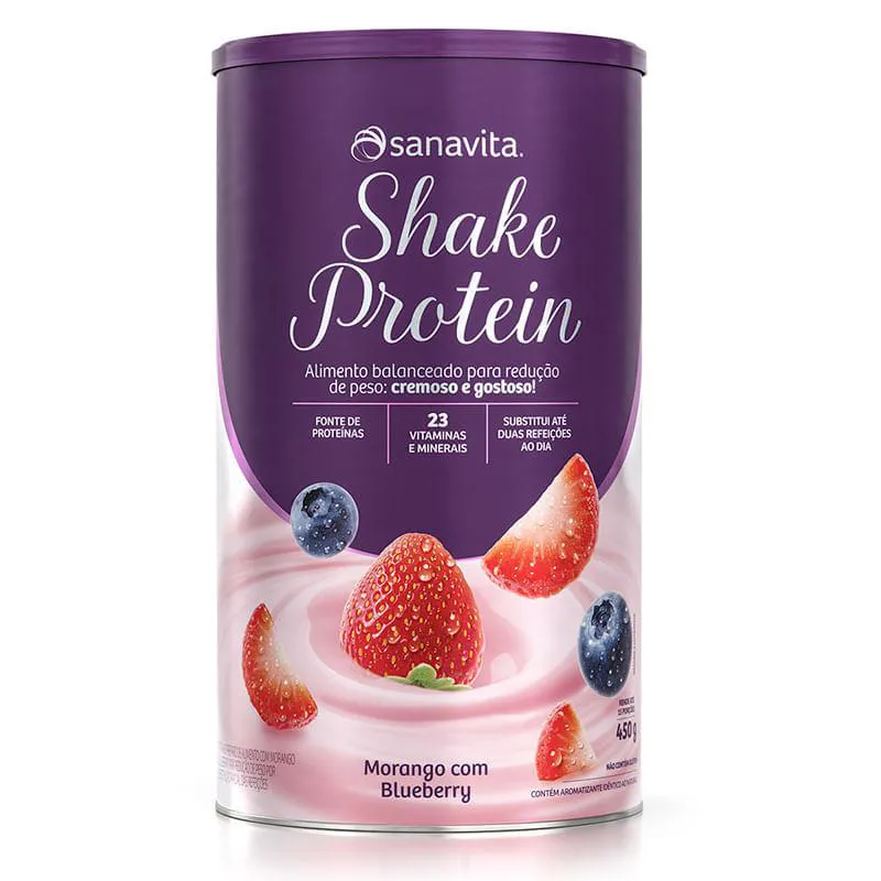 Shake Protein Morango e Blueberry 450g - Sanavita — Sanavita | Farmácia Resyla