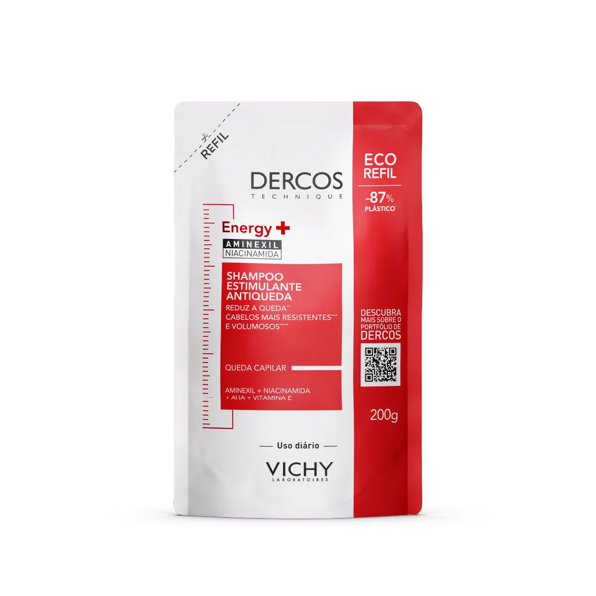 Shampoo Antiqueda Estimulante Vichy Dercos Energy+ Cabelos Fracos Refil Refil Antiqueda com Aminexil 200g — Vichy | Farmácia Resyla