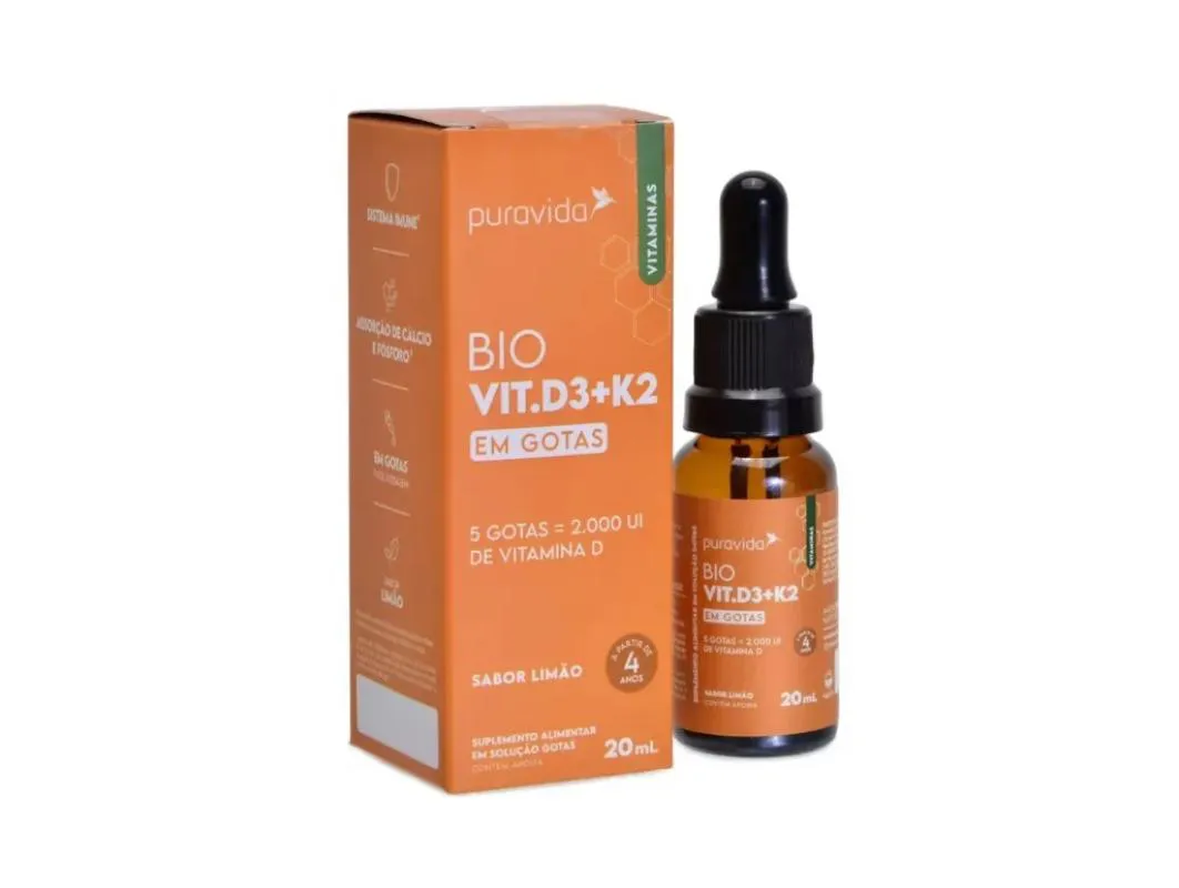 Suplemento Bio Vit.d3+k2 em Gotas Sabor Limão - Puravida — Puravida | Farmácia Resyla