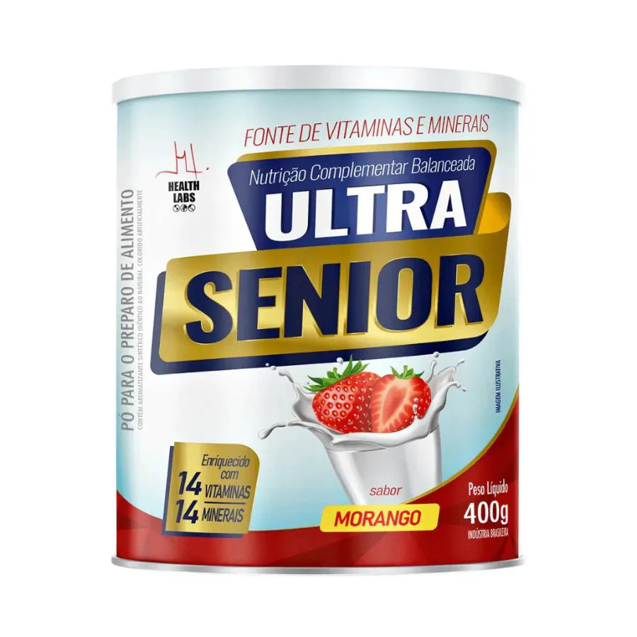 Ultra Senior 400g Morango Vitaminas, Minerais e Nutrientes Projetados para Apoiar A Saúde - Health Labs — | Farmácia Resyla