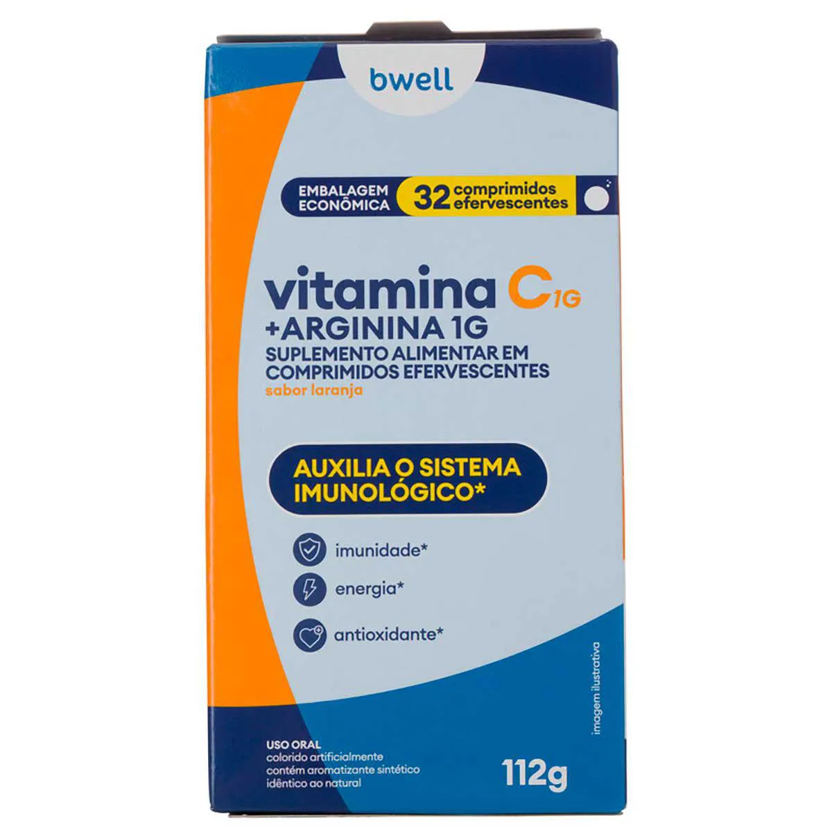 Vitamina C + Arginina bwell Laranja 32 Comprimidos Efervescentes — | Farmácia Resyla
