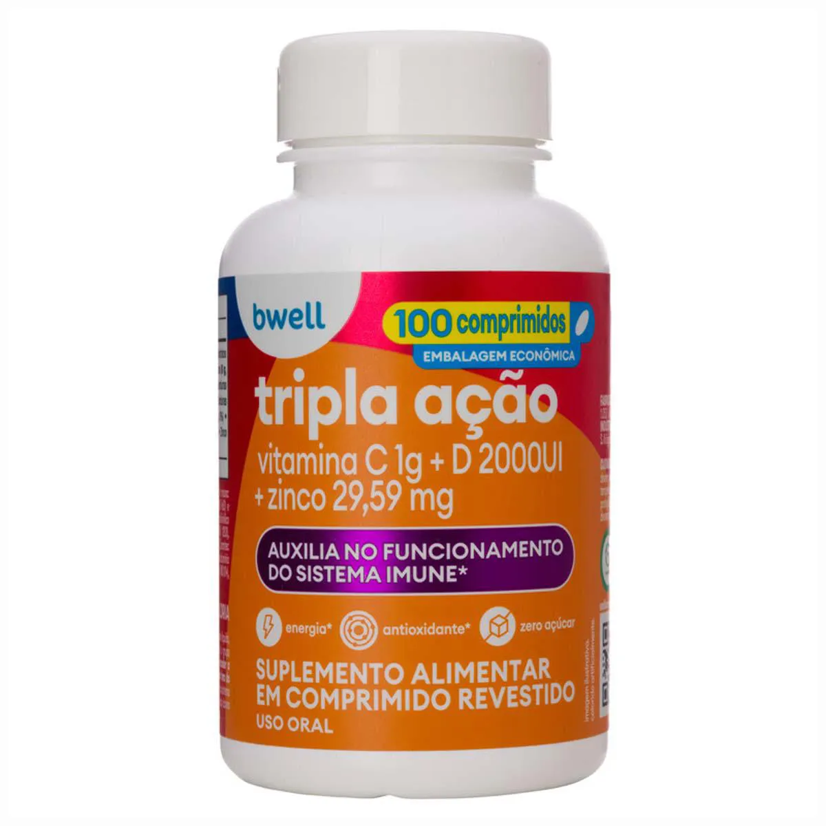 Vitamina C bwell Tripla Ação 100 comprimidos — | Farmácia Resyla
