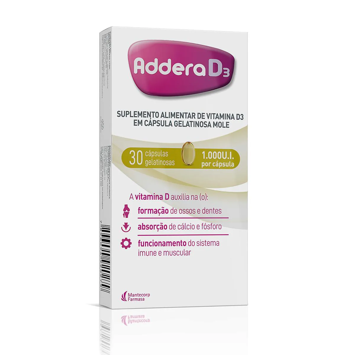 Vitamina D 1.000UI Addera D3 30 cápsulas — Addera | Farmácia Resyla