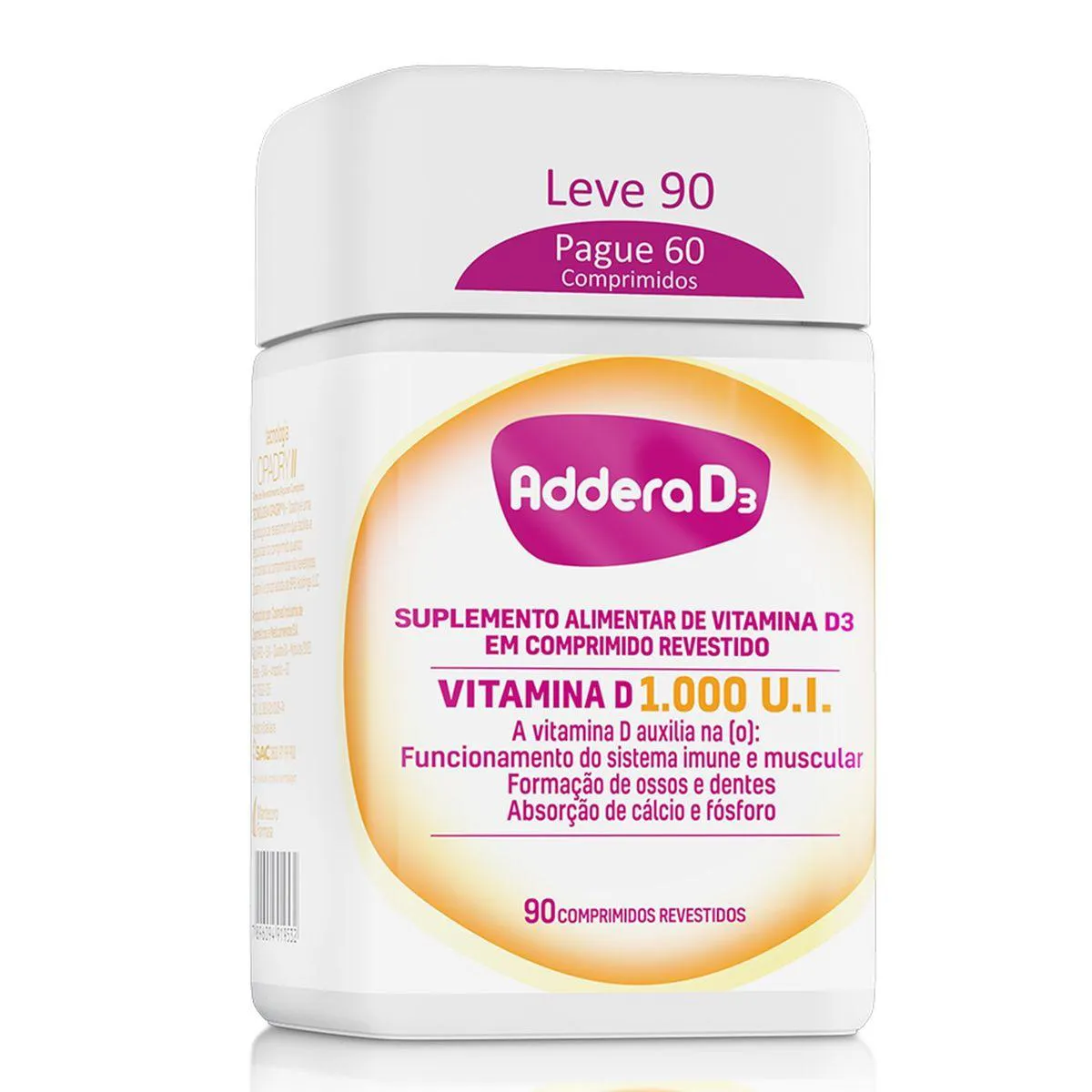 Vitamina D 1.000UI Addera D3 90 comprimidos — Addera | Farmácia Resyla