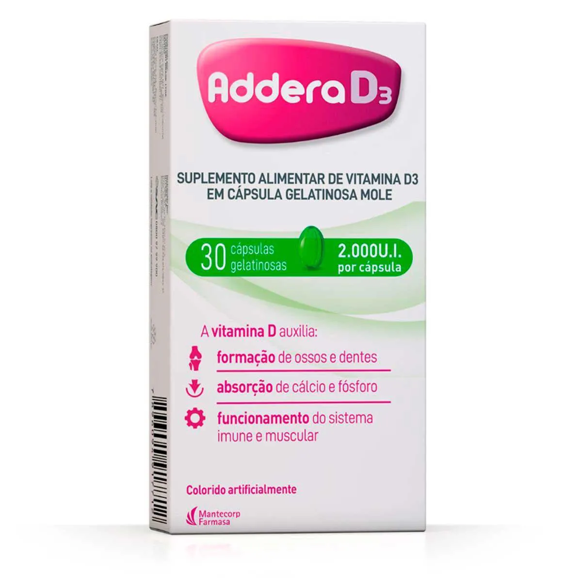 Vitamina D 2.000UI Addera D3 30 cápsulas — Addera | Farmácia Resyla