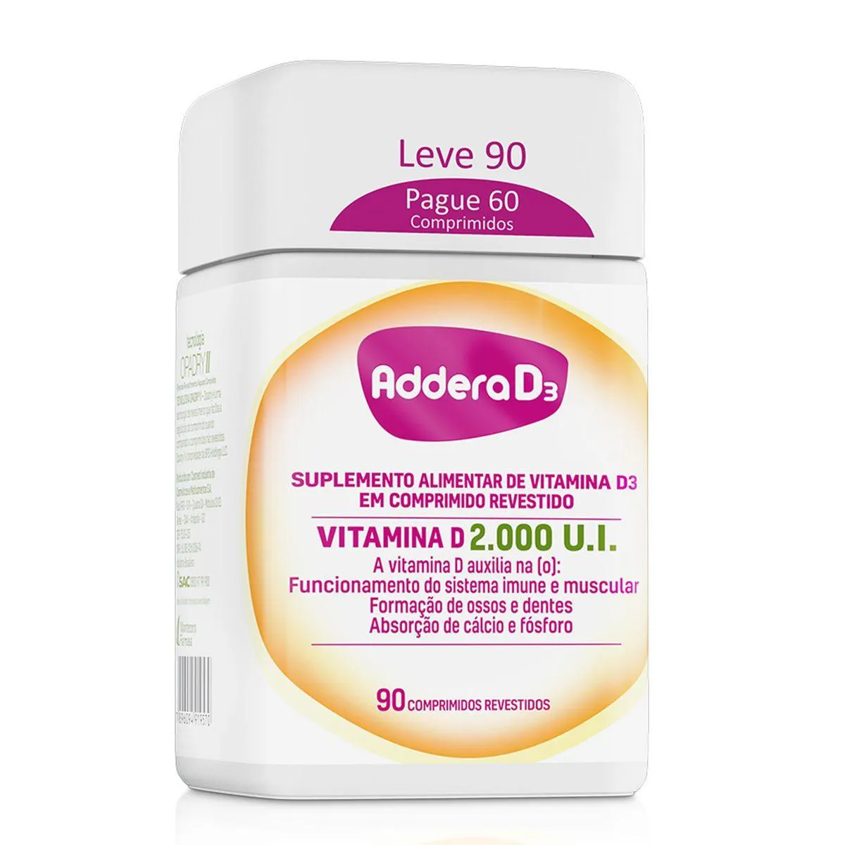 Vitamina D 2.000UI Addera D3 90 comprimidos — Addera | Farmácia Resyla