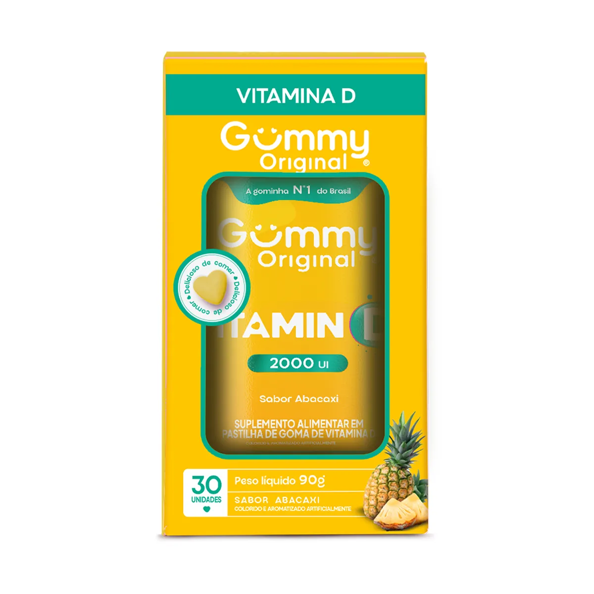 Vitamina D 2.000UI Gummy Vitamin D Abacaxi 30 gomas — Gum | Farmácia Resyla