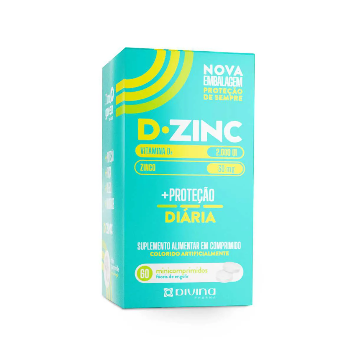 Vitamina D 2000UI + Zinco 30mg D-Zinc 60 comprimidos — | Farmácia Resyla