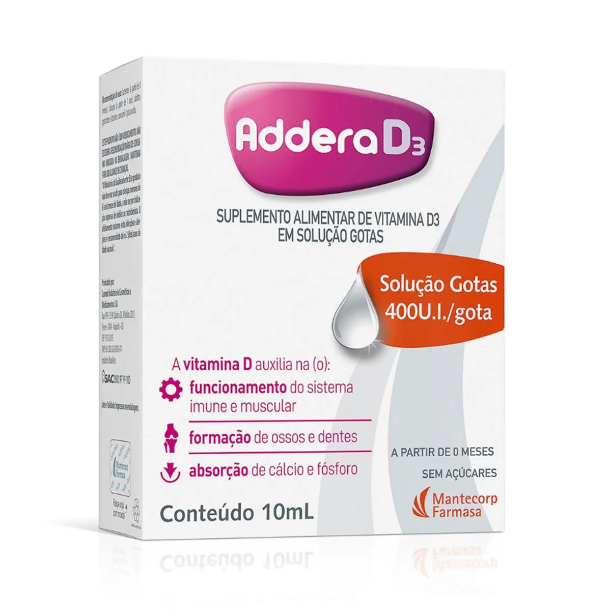 Vitamina D 400UI Addera D3 Gotas 10ml — Addera | Farmácia Resyla
