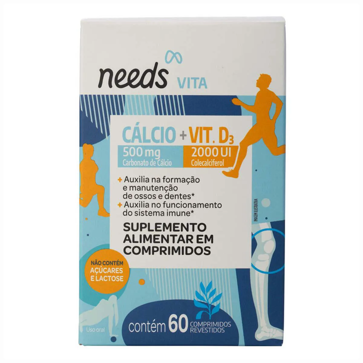 Vitamina D3 2.000UI + Cálcio 500mg Needs Vita 60 Comprimidos — Needs | Farmácia Resyla