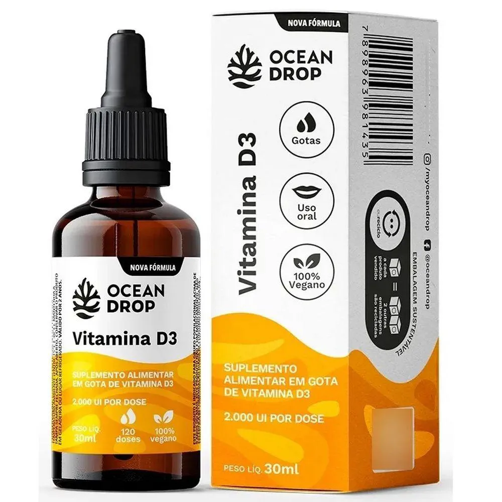 Vitamina D3 2000ui Vegano (30 Ml) - Ocean Drop — | Farmácia Resyla