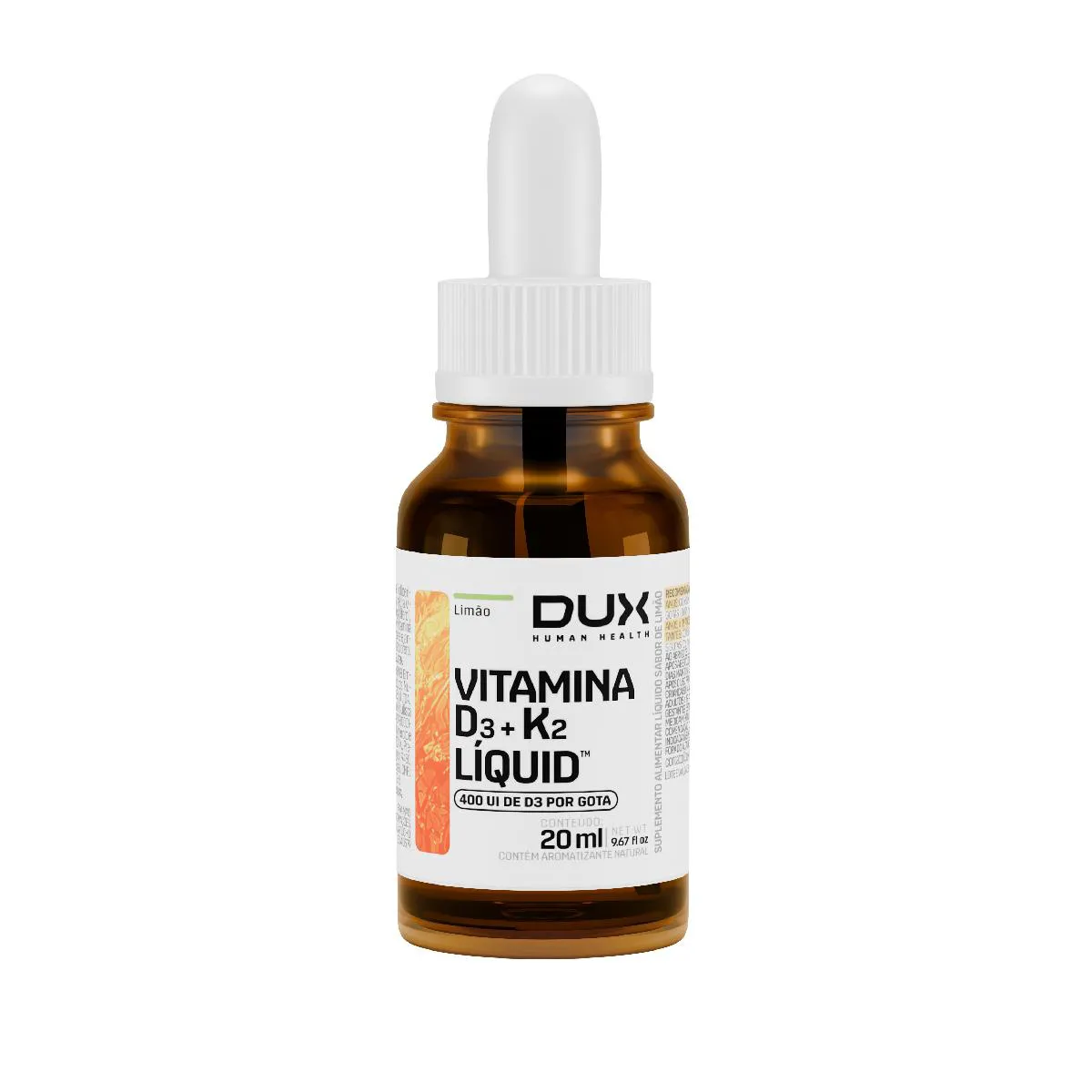 Vitamina D3 400UI + Vitamina K2 Dux Limão Gotas 20ml — | Farmácia Resyla