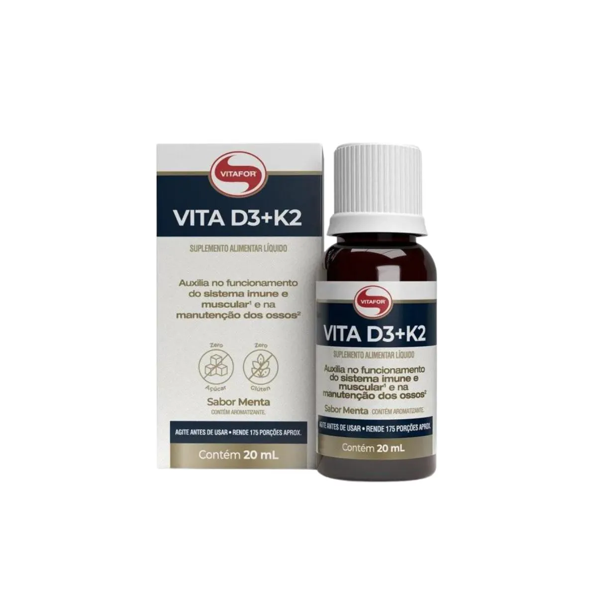 Vitamina D3 + K2 2.000ui 20ml Sabor Menta Vitafor — Vitafor | Farmácia Resyla