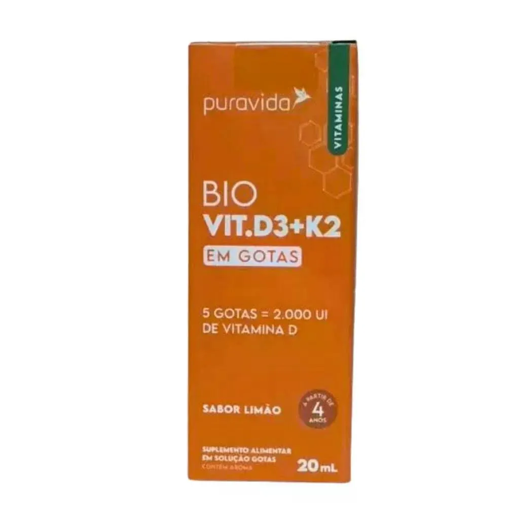 Vitamina D3 + K2 Puravida Gotas 20ml — Puravida | Farmácia Resyla