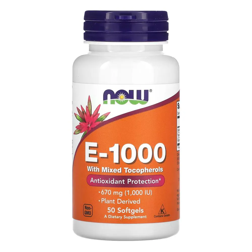 Vitamina E-1000 670mg Now Foods 50 Softgels Importado — Now Foods | Farmácia Resyla