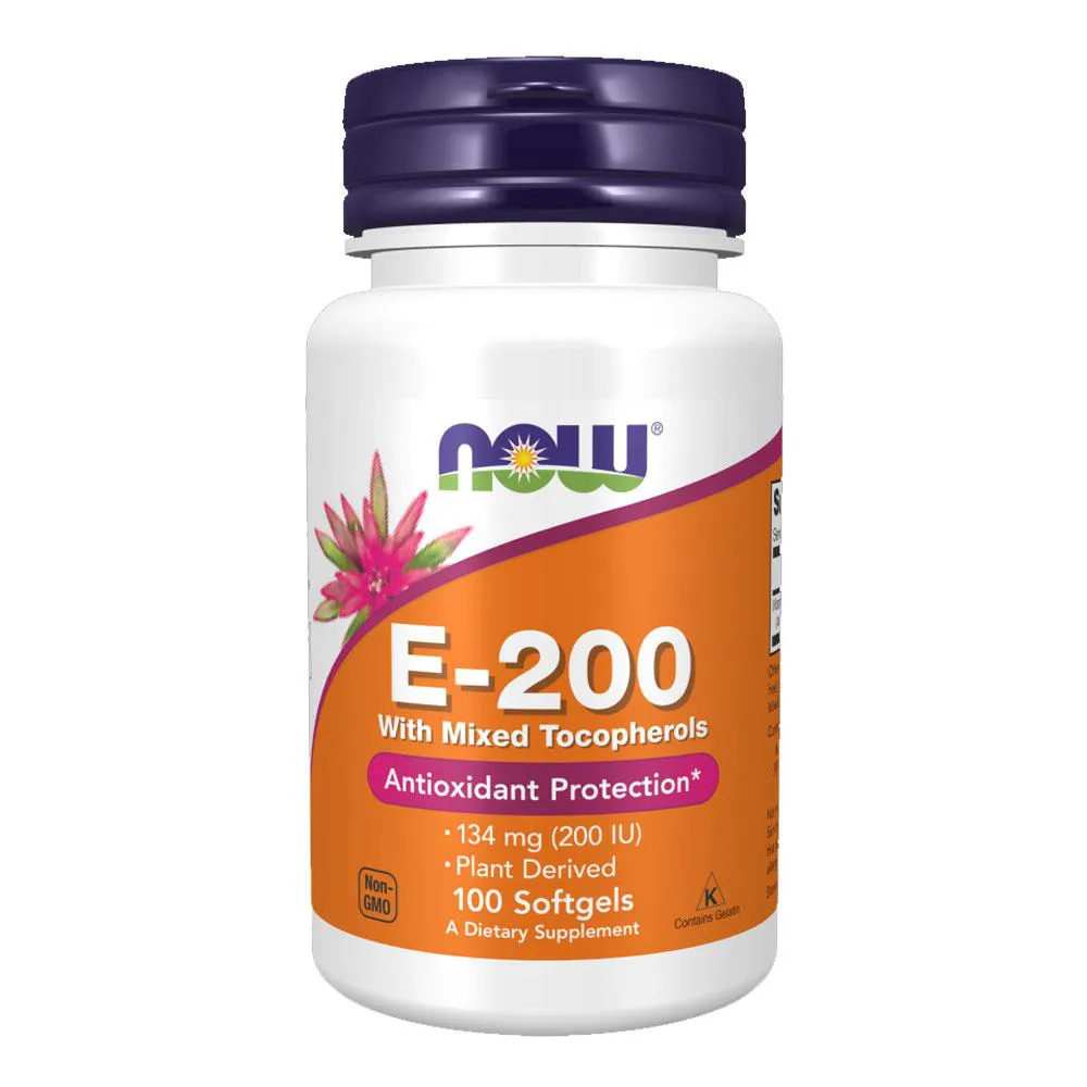 Vitamina E-200 Now Foods Tocoferóis 100Sof Produto Importado — Now Foods | Farmácia Resyla