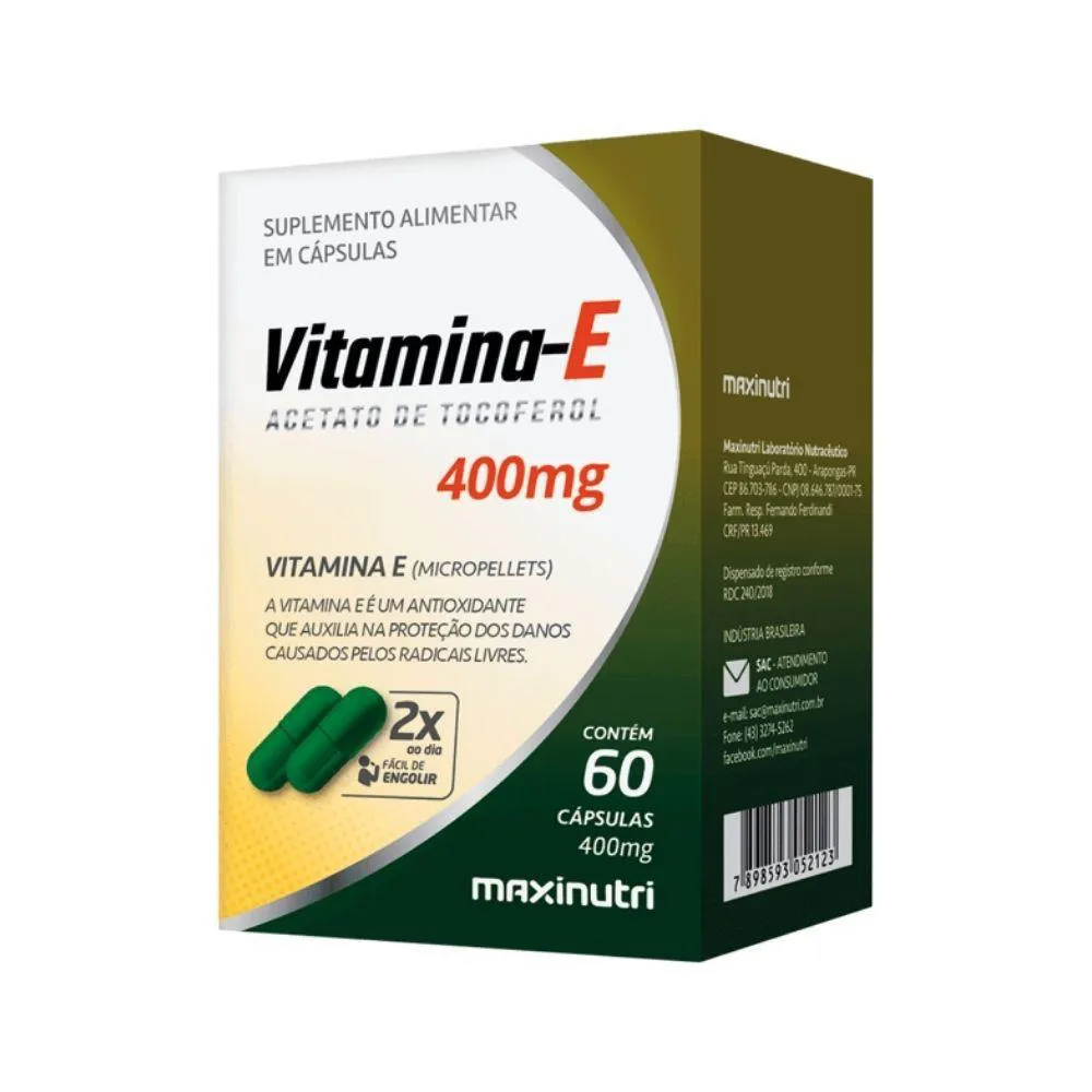Vitamina e 400mg 60 Cápsulas Maxinutri — Maxinutri | Farmácia Resyla