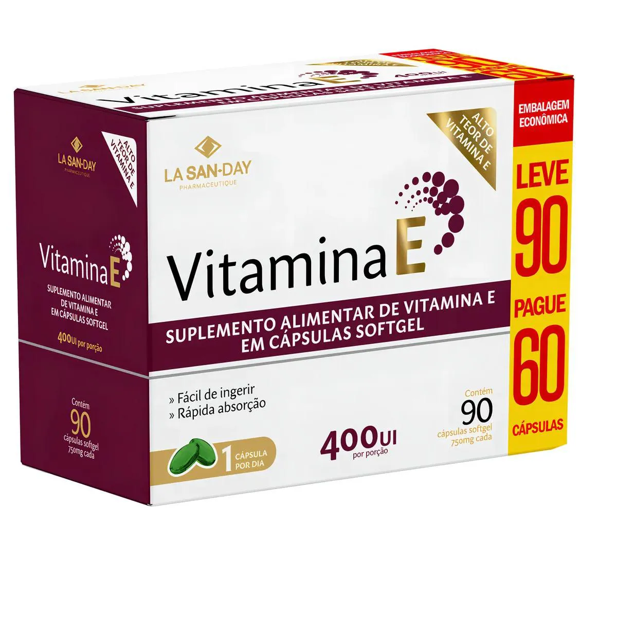 Vitamina e 400Ui Leve 90 / Pague 60 Cápsulas - La San Day — | Farmácia Resyla