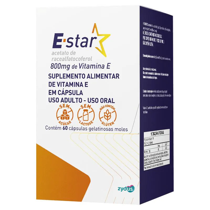 Vitamina e 800mg E-star - 60 cápsulas Gelatinosas — | Farmácia Resyla