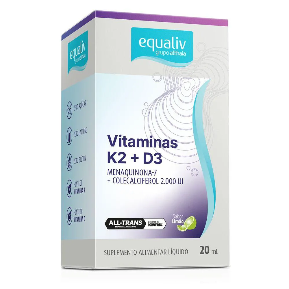 Vitamina K2 D3 80 Mg 2000 Ui 20 Ml Gotas Limão - Equaliv — Equaliv | Farmácia Resyla
