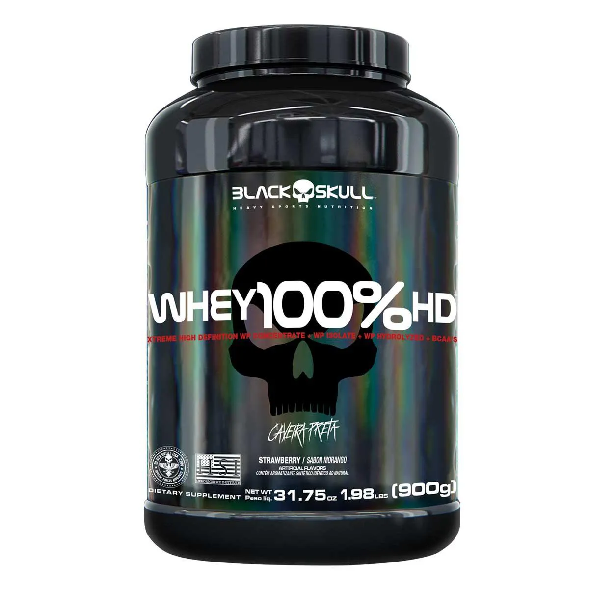 Whey 100% HD Black Skull Morango 900g — Black Skull | Farmácia Resyla