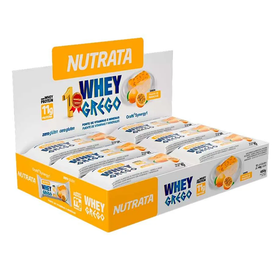 Whey Grego Bar Barrinha Mousse de Maracuja Display C/ 12 — | Farmácia Resyla