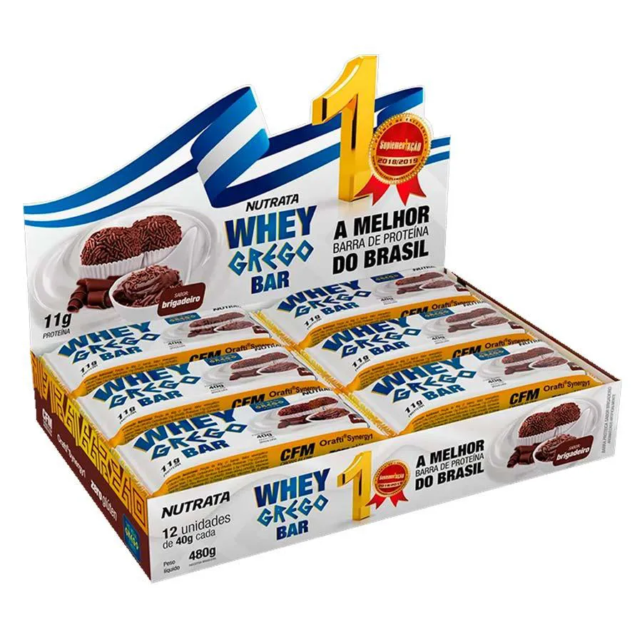Whey Grego Bar Barrinha Sabor Brigadeiro Display C/ 12 — | Farmácia Resyla