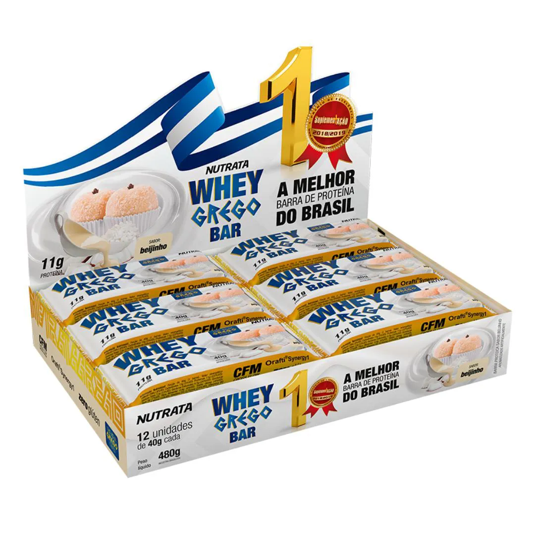 Whey Grego Bar Beijinho 12x40g - Nutrata — Nutrata | Farmácia Resyla