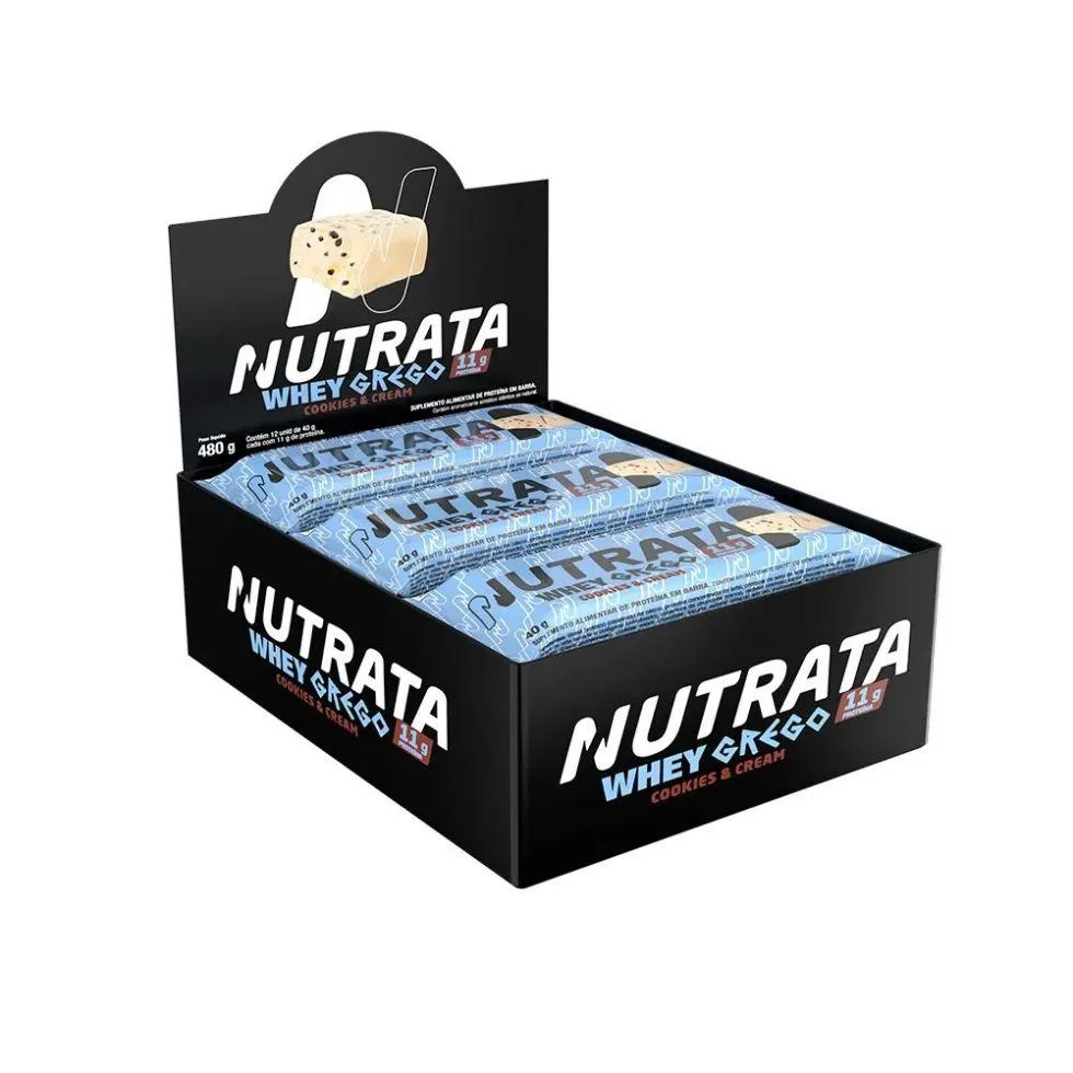 Whey Grego Bar Caixa com 12 Unidades (480g) - Sabor: Cookies E Cream — | Farmácia Resyla