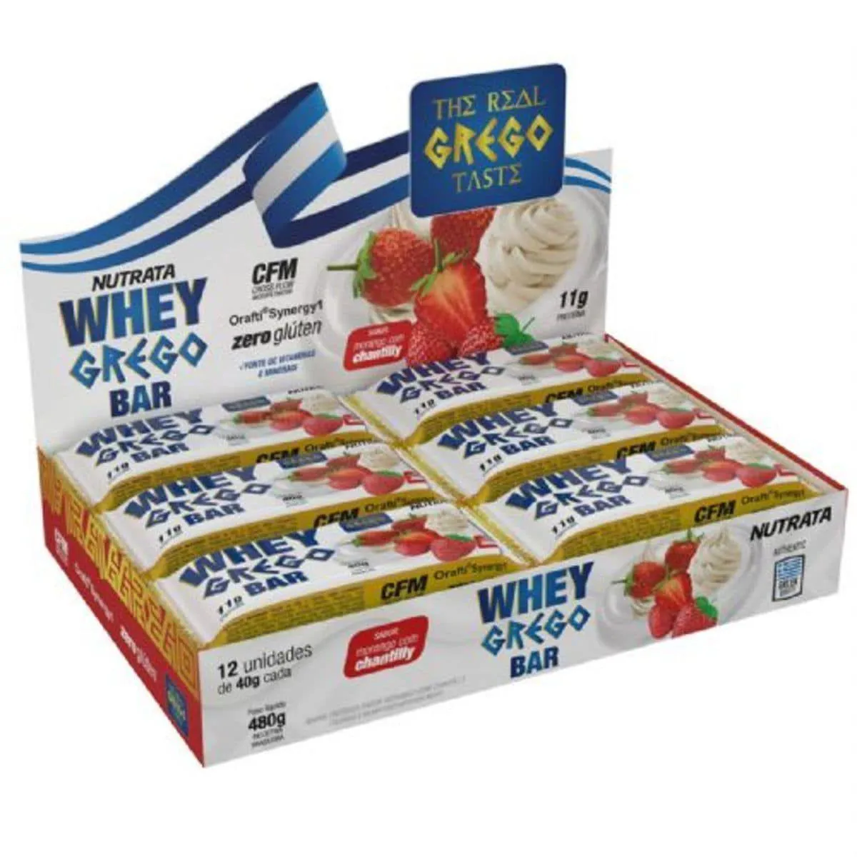 Whey Grego Bar Nutrata Morango com Chantilly 40g 12 unidades — Nutrata | Farmácia Resyla