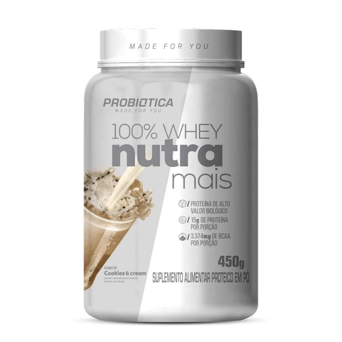 Whey Protein 100% Whey Nutra Mais Cookies & Cream 450g — | Farmácia Resyla