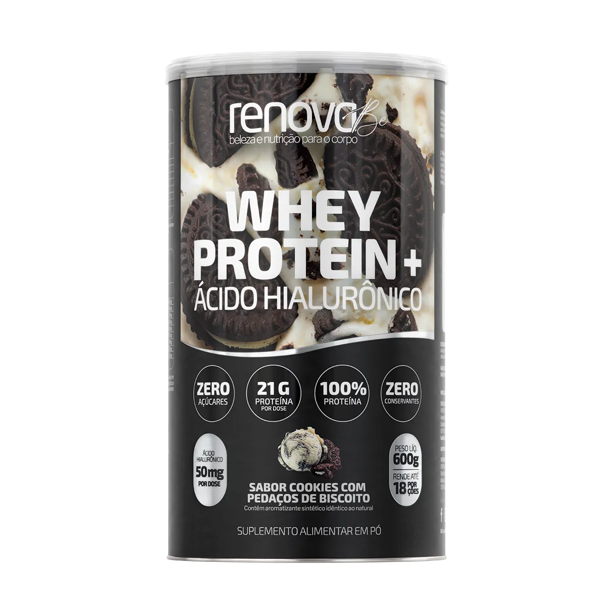 Whey Protein + Ácido Hialurônico Renova Be Cookies com pedaço de biscoito 600g — | Farmácia Resyla