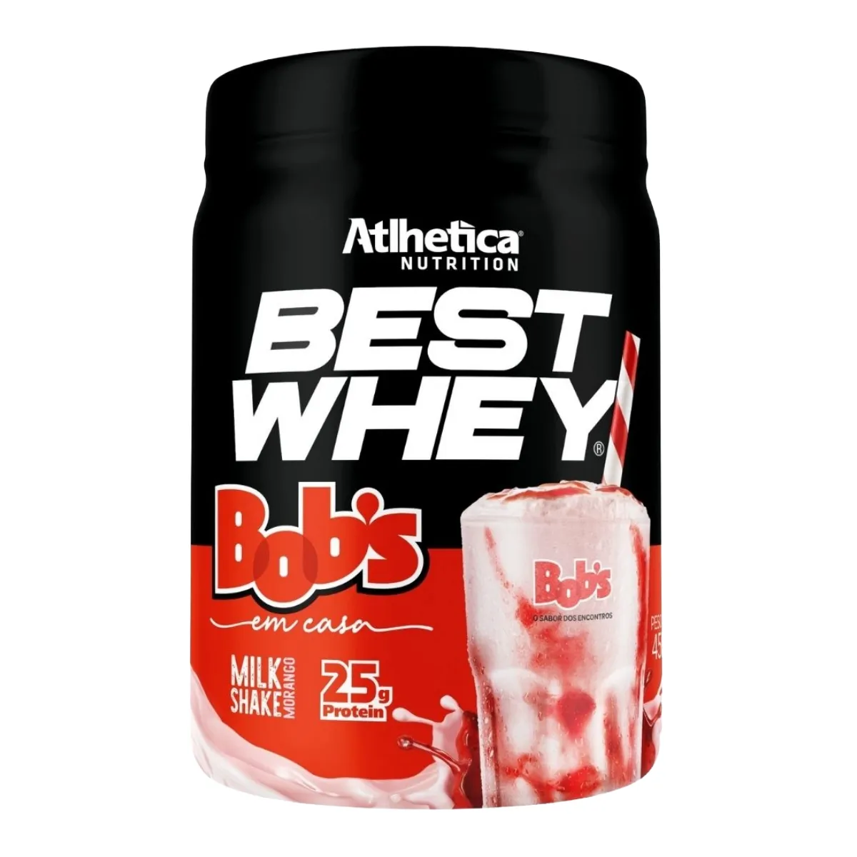 Whey Protein Best Whey Atlhetica Nutrition Milkshake de Morango Bob's 450g — Atlhetica Nutrition | Farmácia Resyla