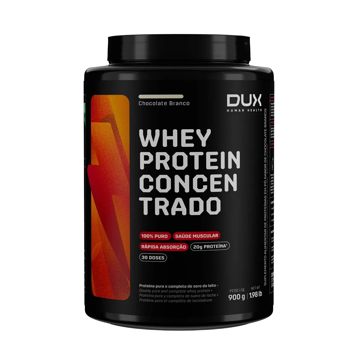 Whey Protein Concentrado Dux Chocolate Branco 900g — | Farmácia Resyla