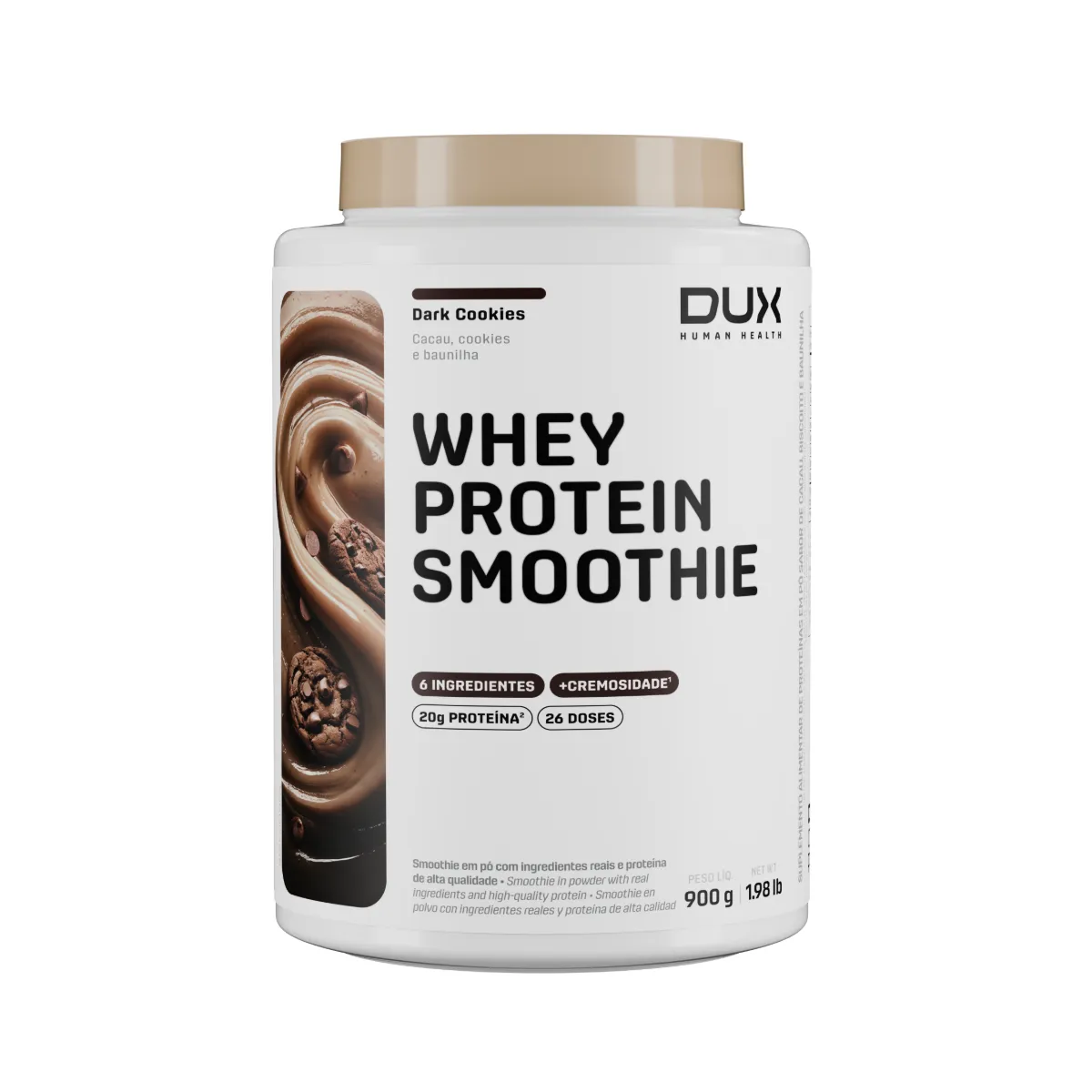 Whey Protein Dux Smoothie Dark Cookies 900g — | Farmácia Resyla