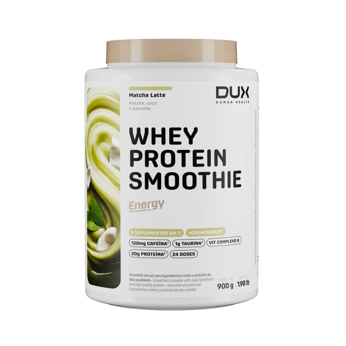 Whey Protein Dux Smoothie Matcha Latte 900g — | Farmácia Resyla