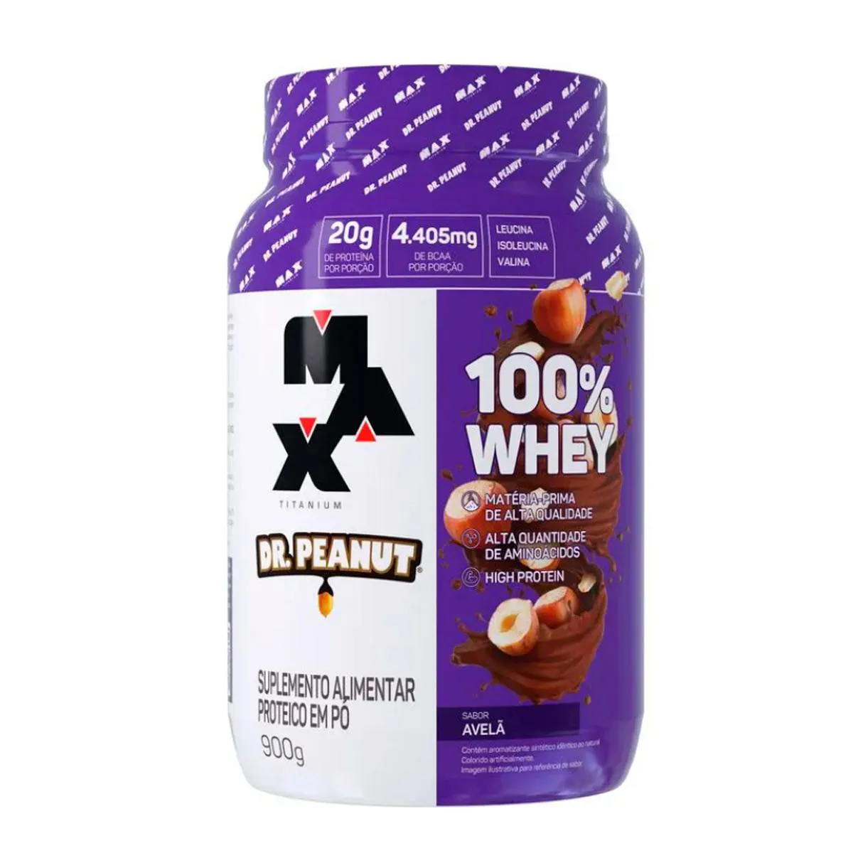 Whey Protein Max Titanium Dr. Peanut 100% Whey Avelã 900g — Max Titanium | Farmácia Resyla