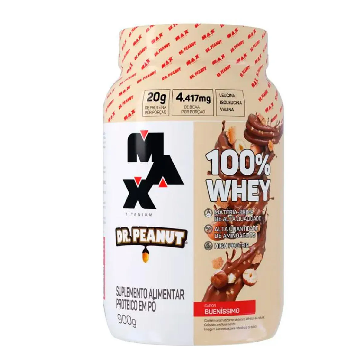 Whey Protein Max Titanium Dr. Peanut 100% Whey Bueníssimo 900g — Max Titanium | Farmácia Resyla