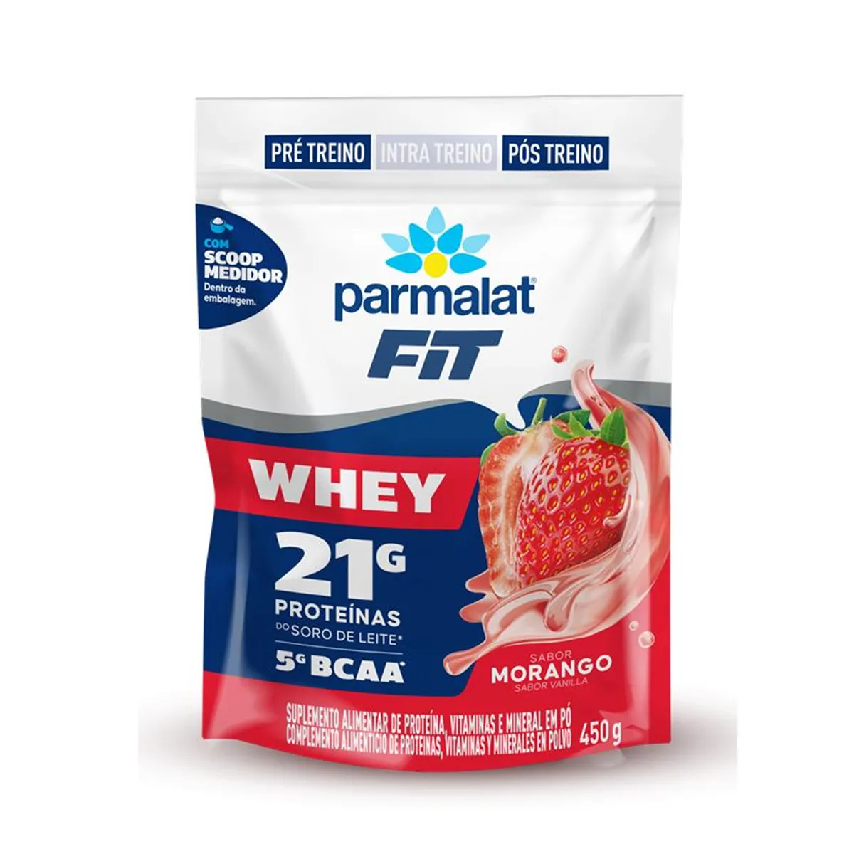 Whey Protein Parmalat Whey Fit Morango 450g — | Farmácia Resyla