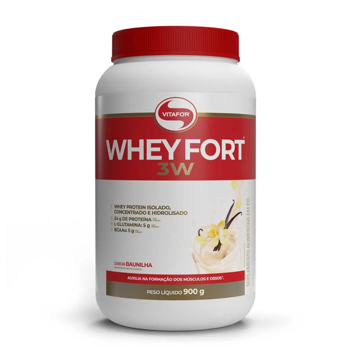 Whey Protein Vitafor Whey Fort 3W Baunilha 900g — Vitafor | Farmácia Resyla