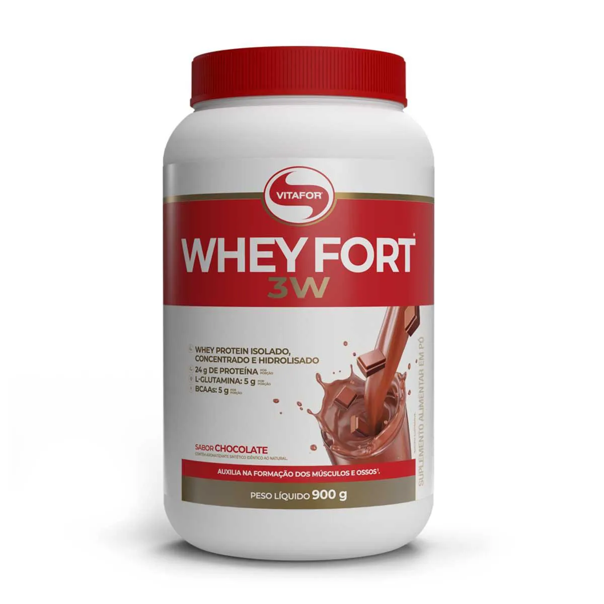 Whey Protein Vitafor Whey Fort 3W Chocolate 900g — Vitafor | Farmácia Resyla